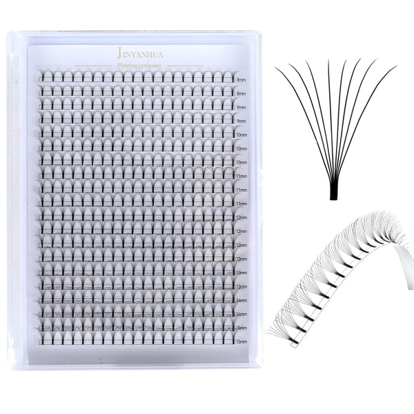 3D-12D Volume False Eyelashes, Long Stem, 0.07mm Soft, 8-15mm Mixed Length, Large Capacity
