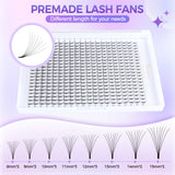 3D-12D Volume False Eyelashes, Long Stem, 0.07mm Soft, 8-15mm Mixed Length, Large Capacity