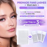 Large Capacity Short Stem 3D-6D Lashes 0.1mm Mixed Length 8-15mm