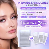 3D-12D Short Stem Volume Lashes 0.07mm, 8-15mm Optional, Large Capacity Single Length