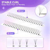 Large Capacity Short Stem 3D-6D Lashes 0.1mm Mixed Length 8-15mm