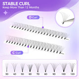 Short Stem 3D-12D Volume False Eyelashes, 0.07mm Soft, 8-15mm Mixed Length, Natural Flat
