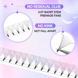 3D-12D Short Stem Volume Lashes 0.07mm, 8-15mm Optional, Large Capacity Single Length