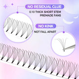 Large Capacity Short Stem 3D-6D Lashes 0.1mm Mixed Length 8-15mm