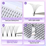 3D-12D Volume False Eyelashes, Long Stem, 0.07mm Soft, 8-15mm Mixed Length, Large Capacity
