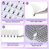 Short Stem 3D-12D Volume False Eyelashes, 0.07mm Soft, 8-15mm Mixed Length, Natural Flat
